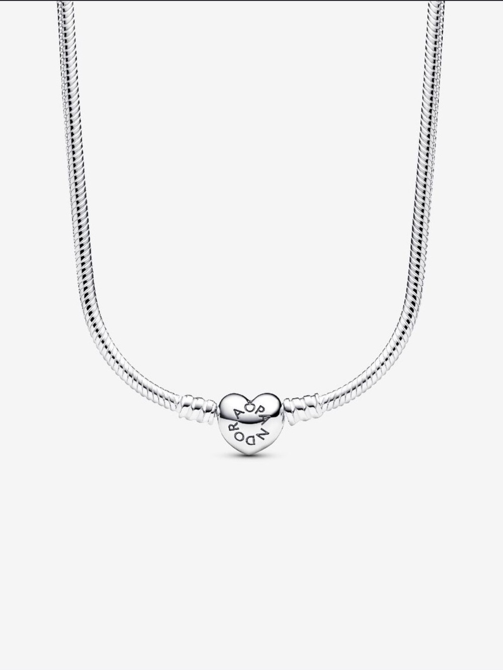 Pandora Silver Heart Clasp Snake Chain Necklace